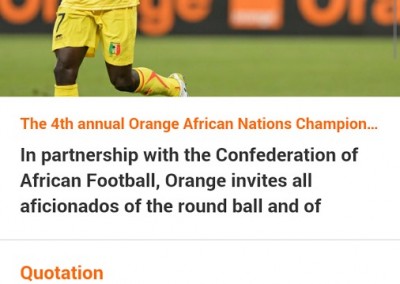Screenshot of the homscreen of the application Orange Group for Android