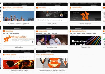 Screenshot of a mosaïc of Orange websites previews.